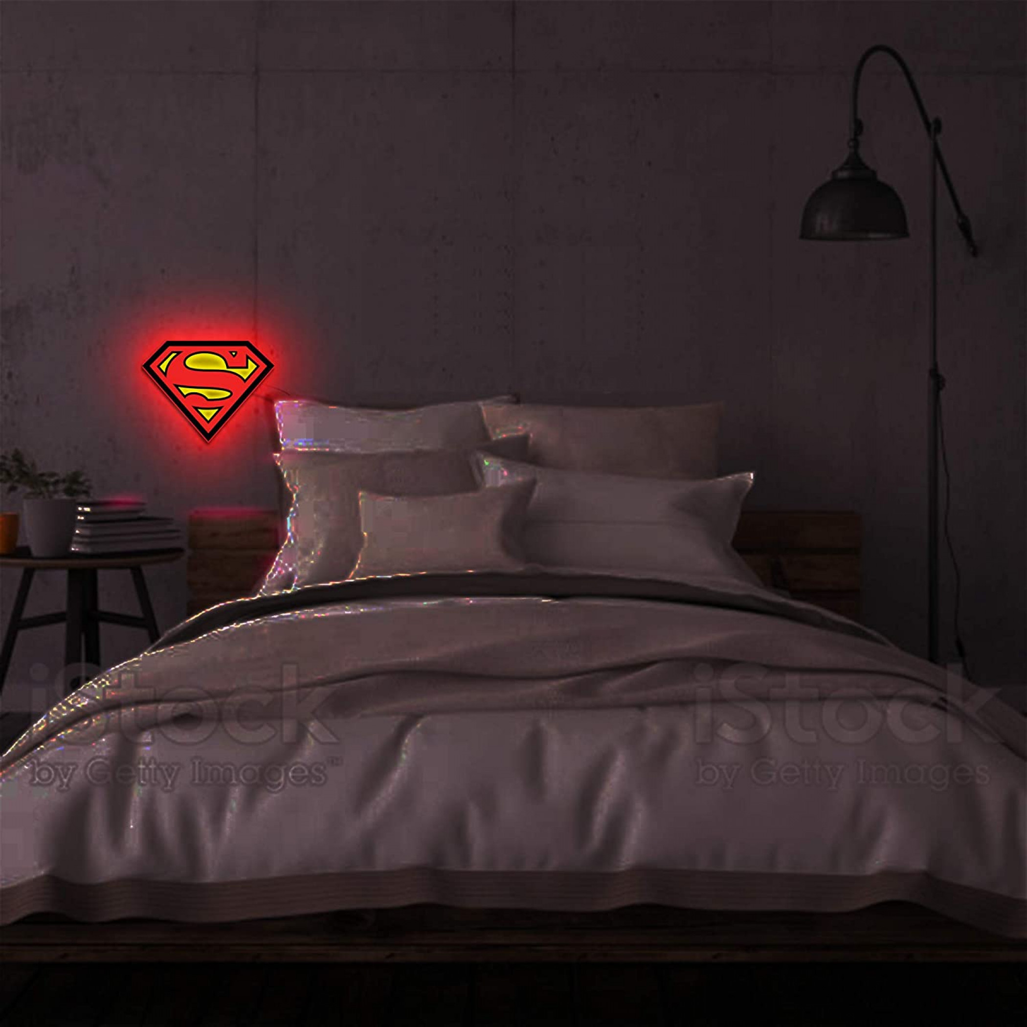 Superman Symbol Illuminated Table Lamp Or Mountable Wall Art With Dimmer